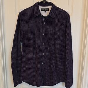 NWOT Beverly Hills Polo Club Men's Navy Printed Button Down Shirt
